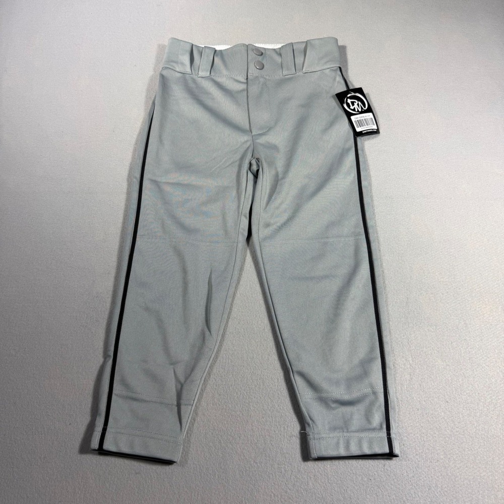 Dirty Mids Youth Baseball Pants Grey Black Piping DM-GRBLK-YT Size Y NWT